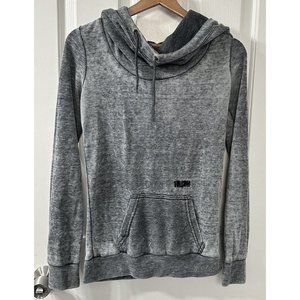 Volcom Womens Size XS Gray Thermal Hooded Henley Hooded Pullover Kangaroo Pocket